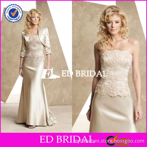 2582 Light Champagne Detachable Jacket Floor Length Vintage Mother Of The Bride Dresses